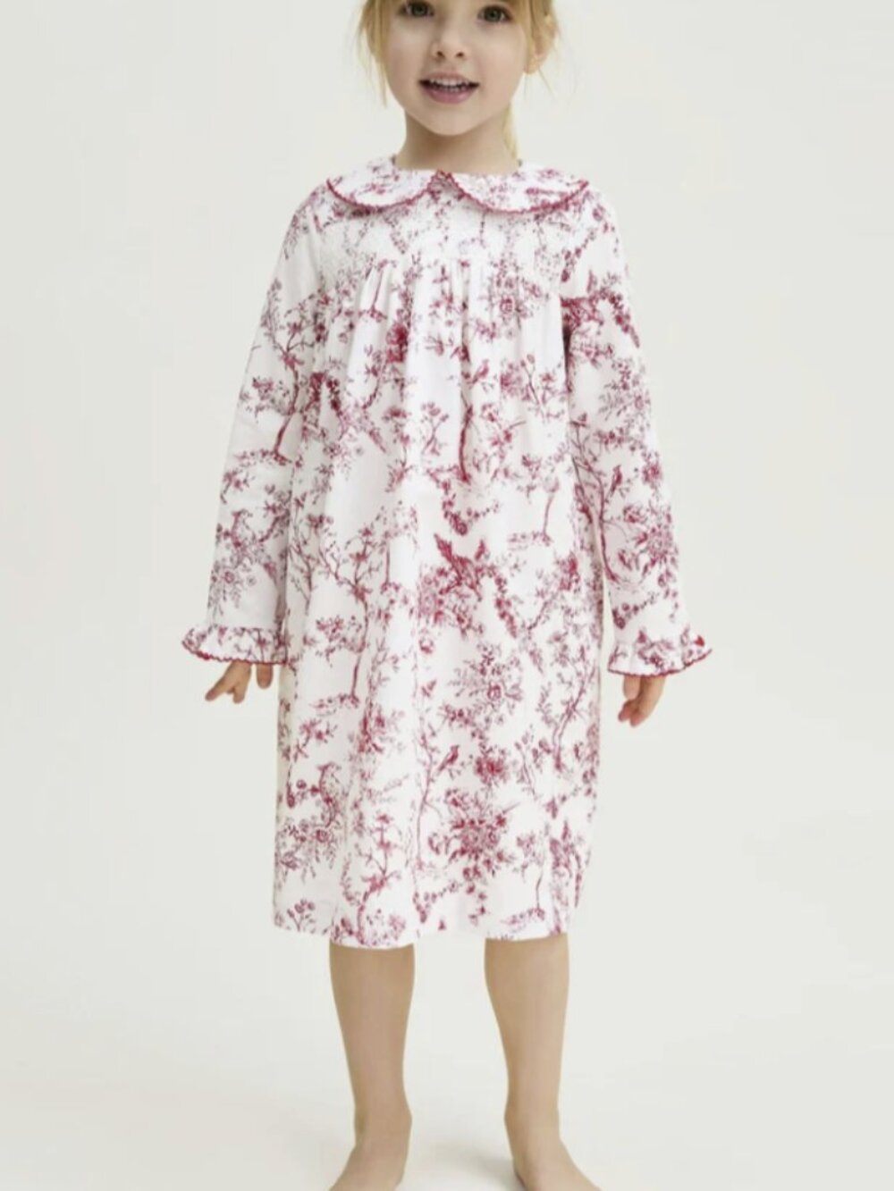 Petite Plume Twill Eloise Nightgown Red Timeless Toile Girls Size 5